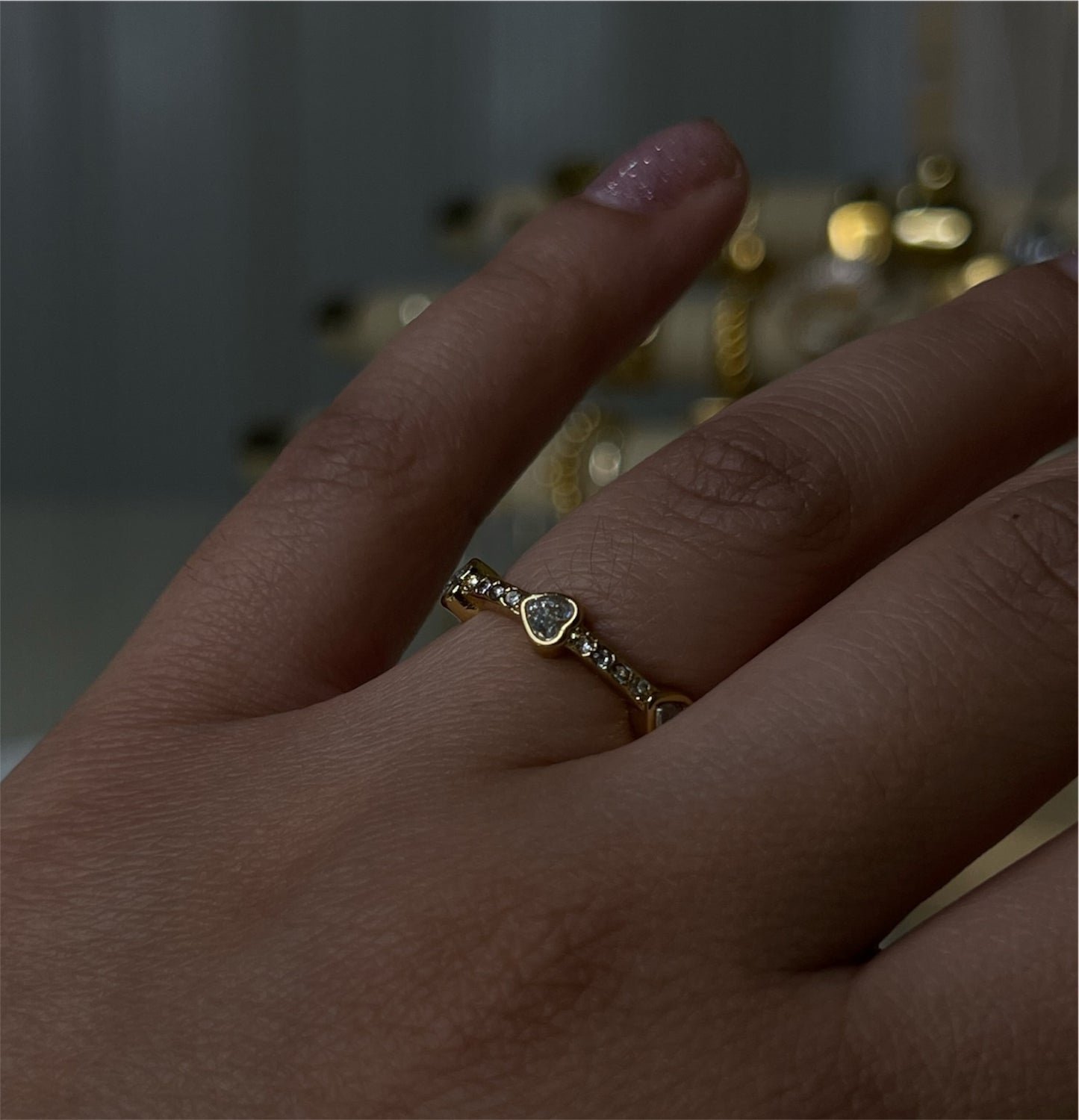 ANILLO MEDIO DEDO CORAZONES DE CRISTAL