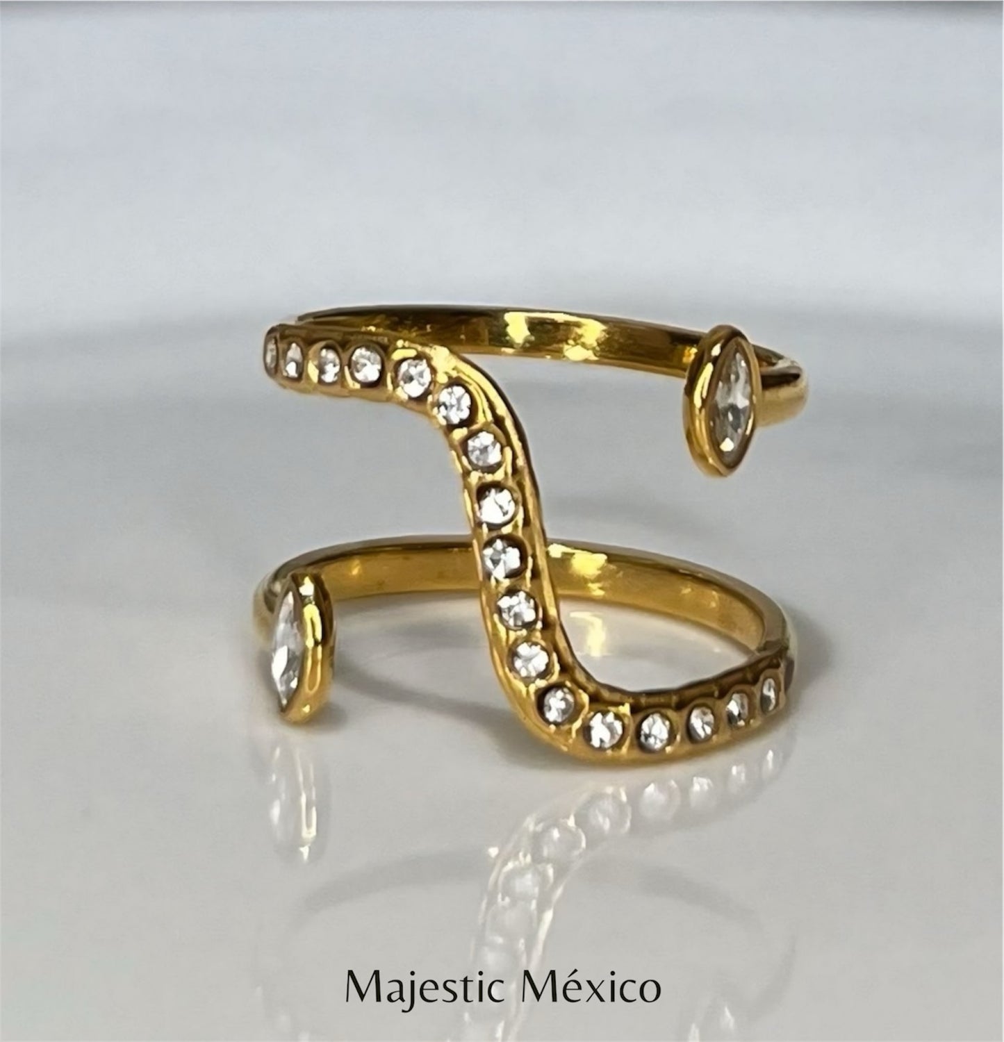ANILLO AJUSTABLE DOBLE GEOMÉTRICO CRISTAL