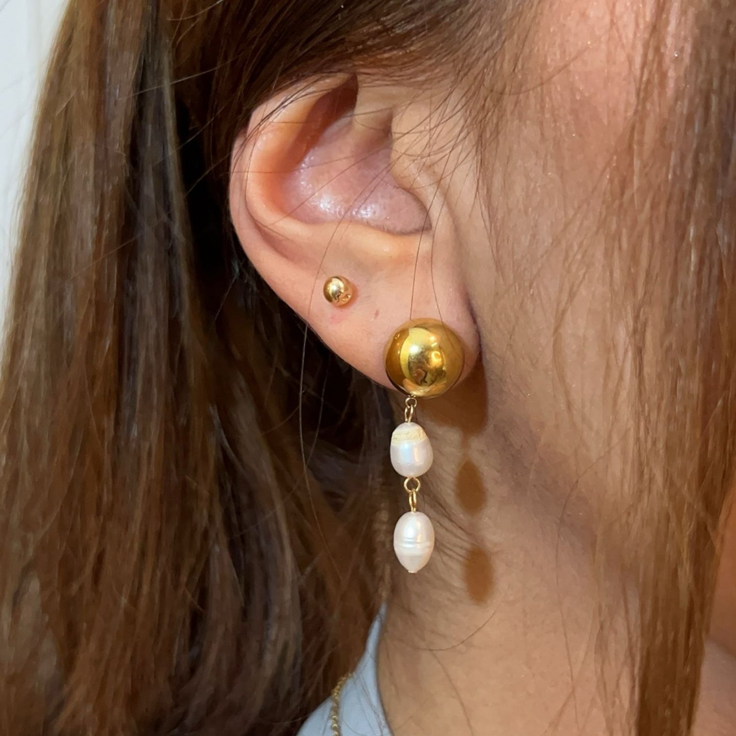 ARETES PERLAS COLGANTES