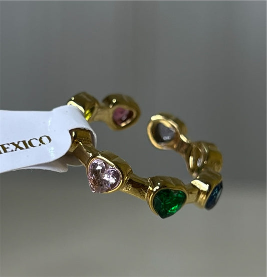 ANILLO AJUSTABLE DE CORAZONES DE COLORES