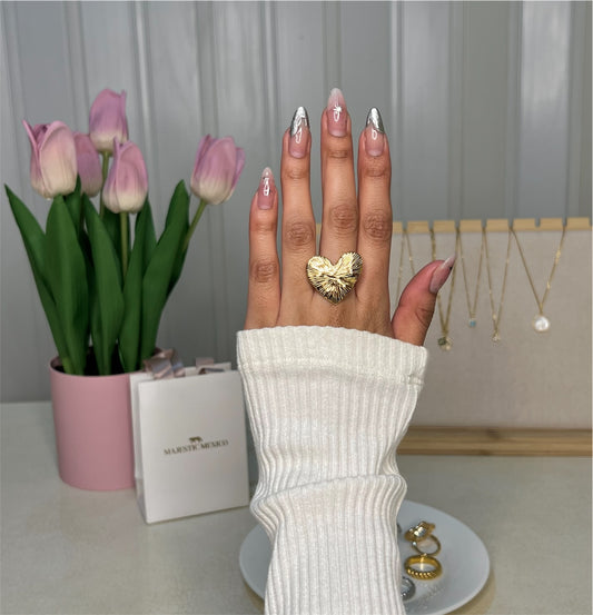 ANILLO CORAZÓN TEXTURIZADO