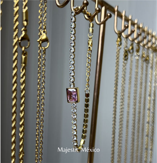 PULSERA RECTÁNGULO ROSA