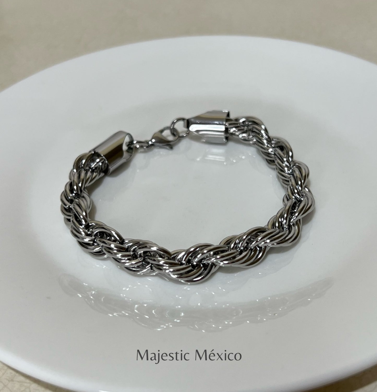 PULSERA SENCILLA TORZAL GRUESO PLATEADO
