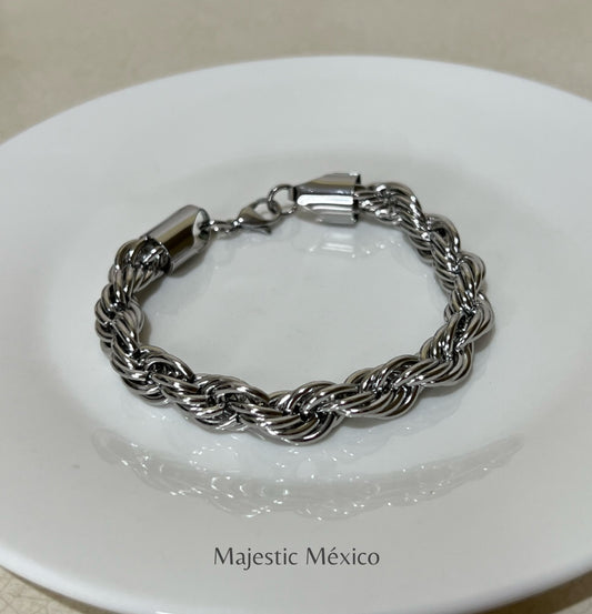 PULSERA SENCILLA TORZAL GRUESO PLATEADO