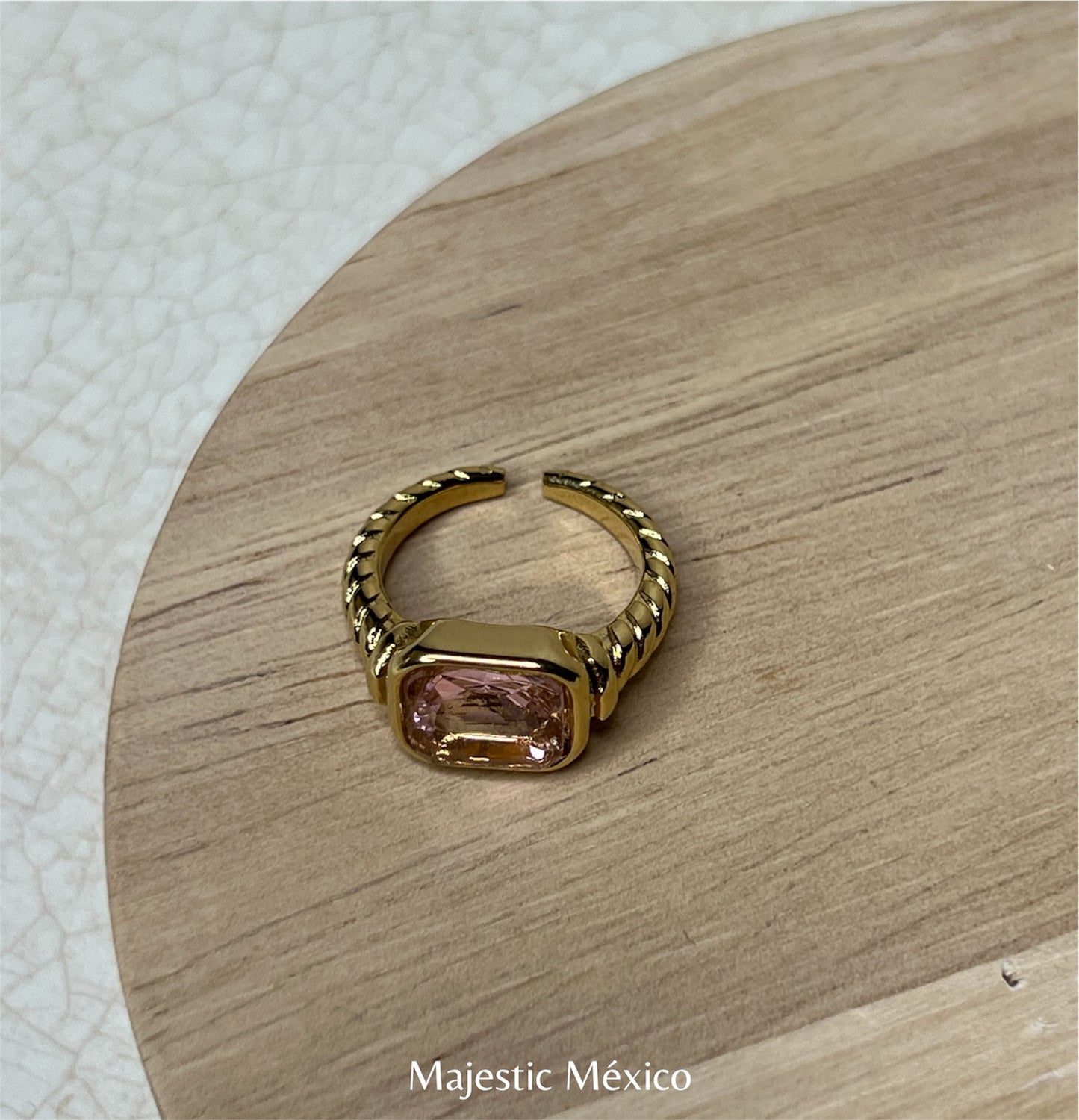 ANILLO AJUSTABLE CON CRISTAL ROSA