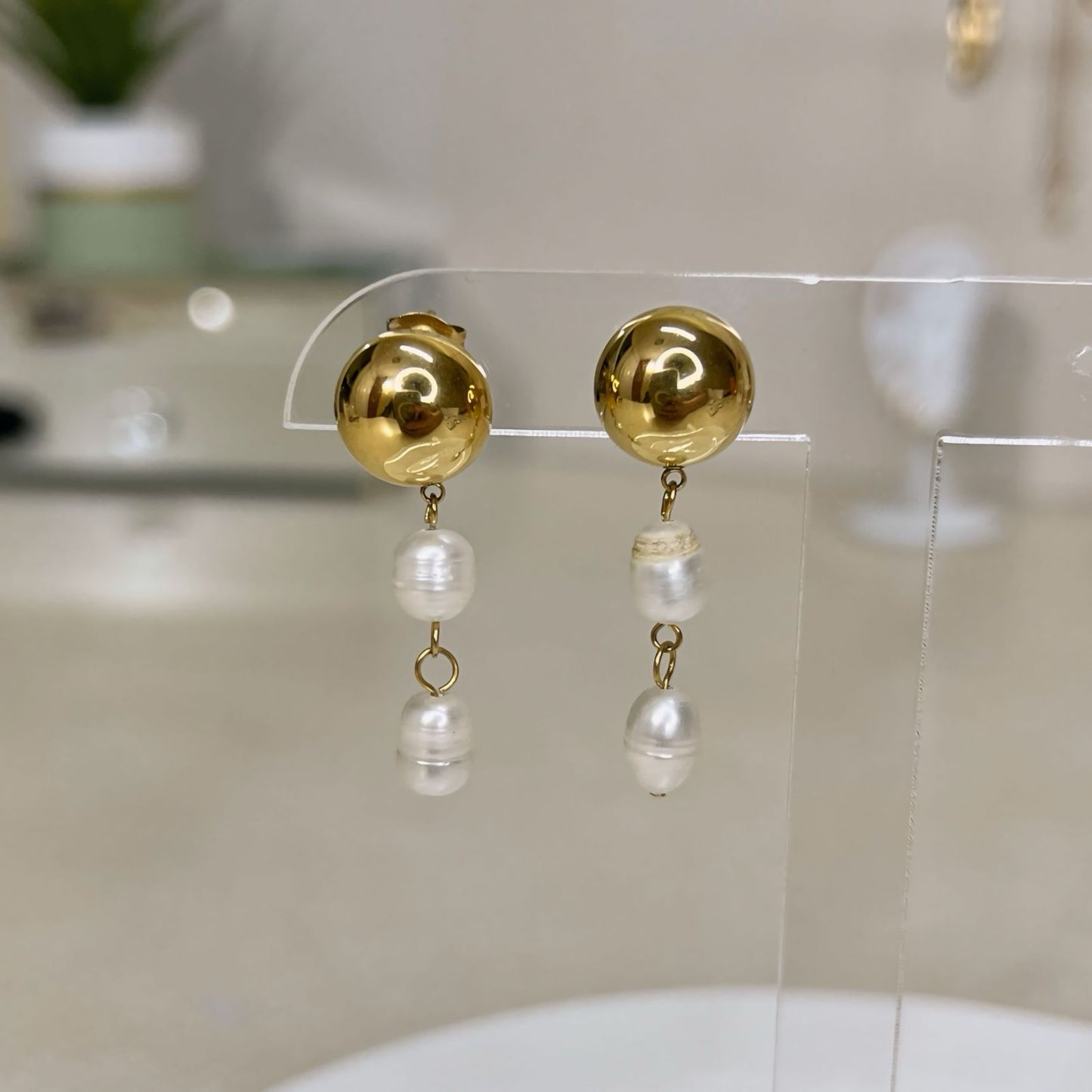 ARETES PERLAS COLGANTES