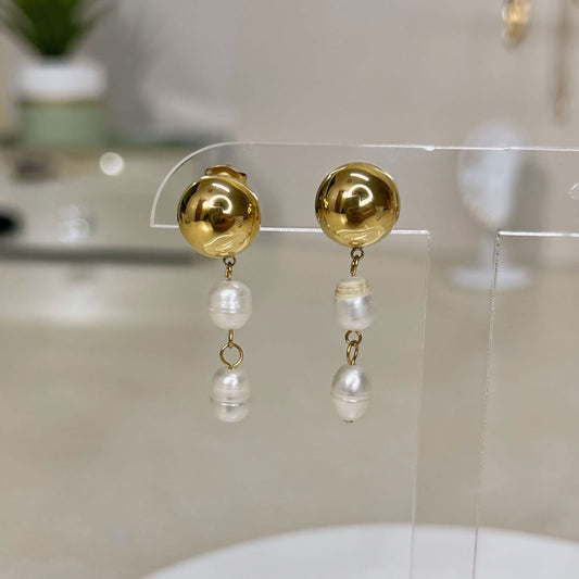 ARETES PERLAS COLGANTES