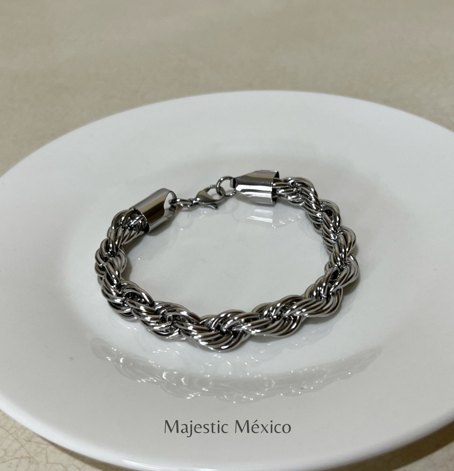 PULSERA SENCILLA TORZAL GRUESO PLATEADO