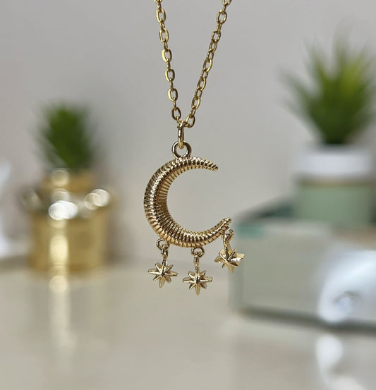 COLLAR LUNA ESTRELLAS COLGANTES