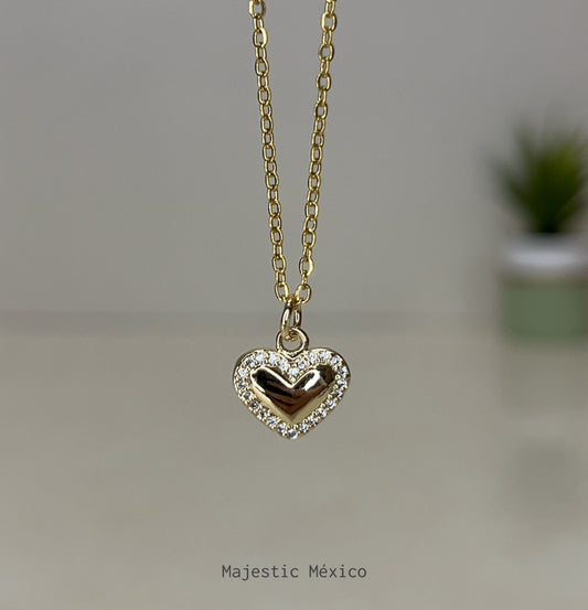 COLLAR CORAZÓN CONTORNO DE ZIRCONIAS