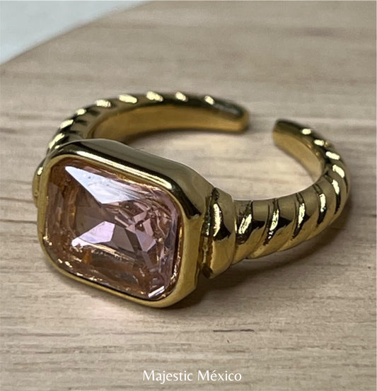ANILLO AJUSTABLE CON CRISTAL ROSA